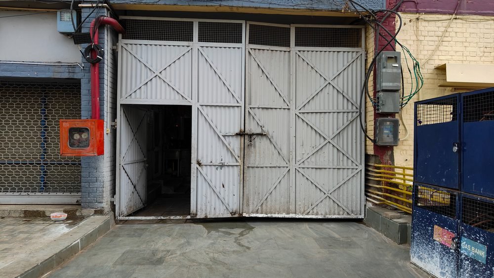 Goods entrance with the gas bank beside it at Blue Wings, Chandigarh